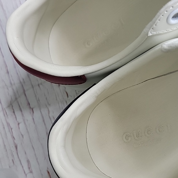GUCCI ACE LOVED White Leather Sneakers with Red and Gold Accents SIZE 40 - Picture 11 of 14